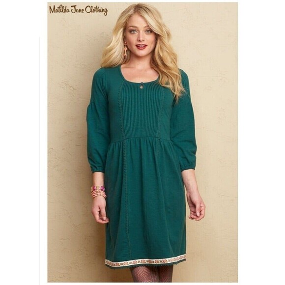 MATILDA JANE NADINE FANCY CHARLIE HUNTER GREEN DRESS WOMEN SIZE MEDIUM - Picture 1 of 12